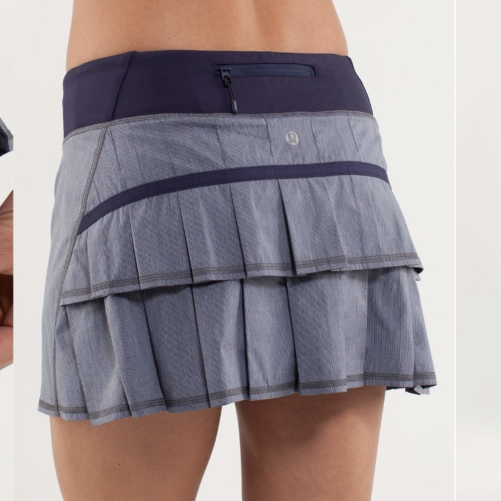 Lululemon Run: Pace Setter Skirt Heathered deep coal and black and indigo